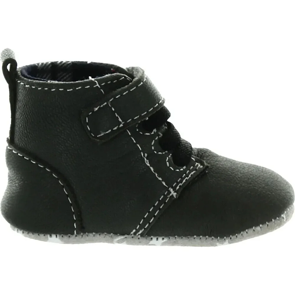 Robeez Thiago Boots Toddler US 3-6 Months Charcoal Leather Ankle Bootie ZPO3435